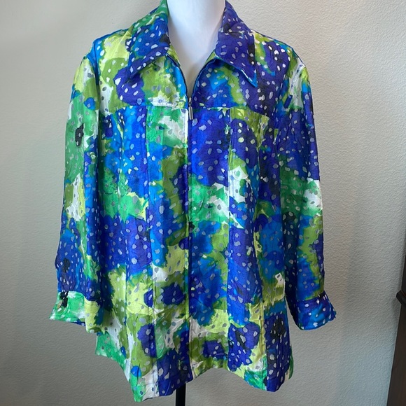 🌸Ruby Rd Favorites Jacket Size 20W 20 Semi-sheer Summer Blazer Front Zipper EUC - Picture 2 of 6